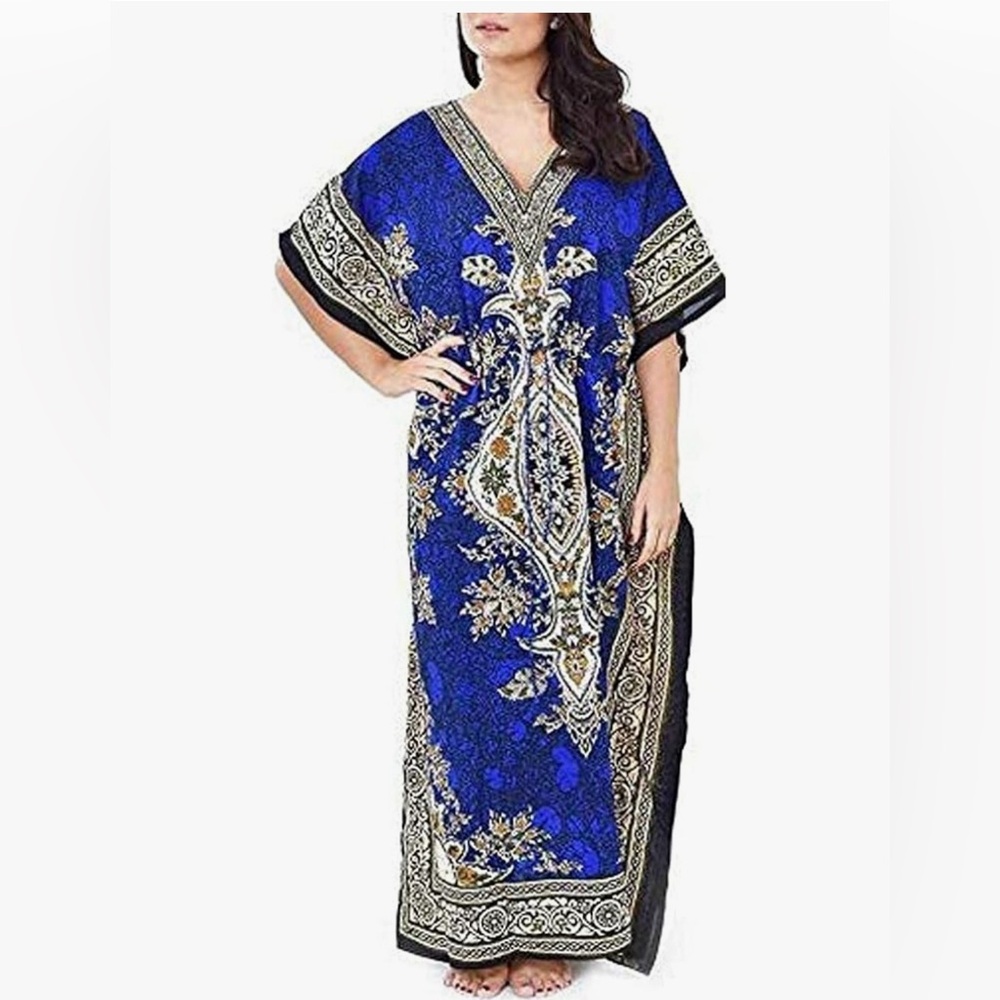 Uniti Casual Blue and Black Maxi Dress